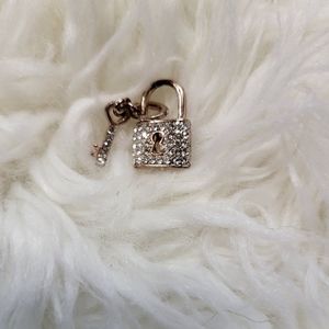 Rose gold lock & key with rhinestones charm